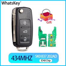 WhatsKey 3 Button Remote 434MHz ID48 Key For Volkswagen VW Golf Beetle Caddy Polo Touran Scirocco Tiguan For Skoda 5K0837202AD 2024 - buy cheap