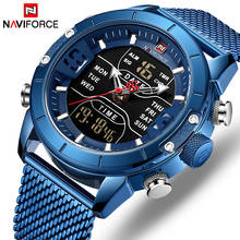 Naviforce relógio masculino militar, relógio de pulso com cronógrafo de quartzo, pulseira de malha de aço para homens 2024 - compre barato