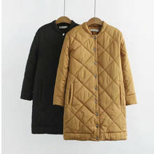 Jaqueta de algodão feminina folgada, casaco longo de algodão plus size com gola alta, sobretudo para mulheres, 5xl 6xl, inverno 2020 2024 - compre barato