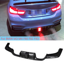 Carbon Fiber Car Rear Bumper Diffuser Lip Spoiler for BMW F80 M3 F82 F83 M4 2014 - 2019 With LED Light Rear Bumper Diffuser 2024 - buy cheap