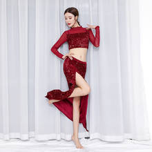 Belly Dance Costume For Women Oriental Bellydance Practice Clothes Sequined Sexy Split Dancing Dress 2-piece Set Girls Dancewear 2024 - buy cheap