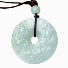 Birmania Jadeíta de envío de la gota de Jade pendiente tallado a mano botón Seguridad de piedra de Jade collar de flor de peonía cadenas para suéter 2024 - compra barato