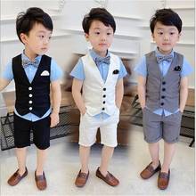 Fashion Boys Suits Blazers sets Clothes Suits For Wedding Formal Party 2pcs (Vest Pants) Kids baby Boy Outerwear Clothing Set 2024 - buy cheap