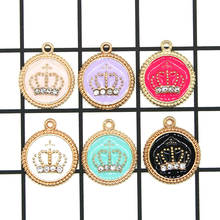 10pcs/lot 16*19mm Round Crown Enamel Charms Alloy Pendant fit for bracelet Necklace DIY Fashion Jewelry Finding XL957 2024 - buy cheap