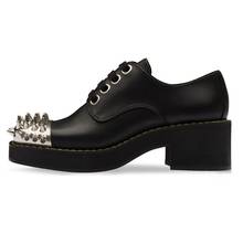 MKKHOU-mocasines de cuero con remaches para mujer, zapatos modernos de tacón alto grueso, estilo Punk urbano, talla grande 34-43 2024 - compra barato