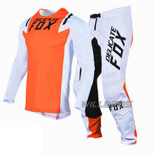 Delicado raposa mx howk conjunto de engrenagem motocross jérsei calças mx bmx bicicleta da sujeira kits corrida laranja terno dos homens para adulto 2024 - compre barato