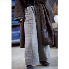 Pantalones Retro holgados de lino para mujer, pantalón Vintage con cintura elástica, Color sólido, 2020 2024 - compra barato