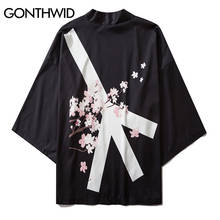 Gonthwid-casaco kimono japonês antiguerra, camiseta masculina estilo hip hop, para o verão 2024 - compre barato