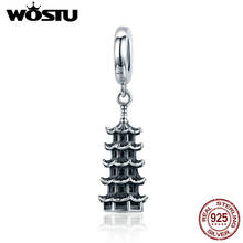 WOSTU 925 Sterling Silver Chinese Tower DIY fine beads Fit Original   Charm Bracelet Jewelry making 2024 - buy cheap