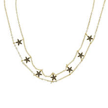 Collar de circonia cúbica negra para mujer, gargantilla de estrella brillante de alta calidad, de colores dorados, rosas y dorados, 32 + 10cm 2024 - compra barato