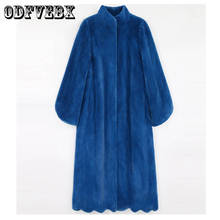 2021 Long Winter Coat Woman Faux Fur Coat Warm Ladies Fur Jacket Female Blue Plush Faux Rabbit Fur Coat Plus Size 4XL Outwear 2024 - buy cheap