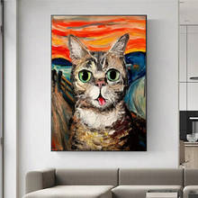 O grito pinturas famosas gato gordo arte da lona quadros posters e cópias da parede quadros para sala de estar decoração 2024 - compre barato