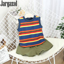 Jargazol Summer Kids Clothes Colorful Stropes Vest&shorts Toddler Girls Clothing Set Little Kids Costume Baby Boy Outfits 2024 - buy cheap