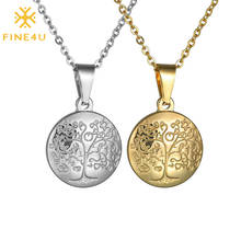 FINE4U N522 Vintage Gold Color Tree of Life Necklace Stainless Steel Round Medallion Pendant Necklace For Women 2024 - buy cheap
