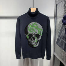 Super Comfortable Cashmere Design Brand Fashion Long-Sleeved Skull Pullover Men's Turtleneck Sweater Simple Sweatshirt 2024 - buy cheap