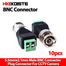 Conector macho bnc coax cat5 para câmera cctv, conector de conexão bnc para câmera de segurança sistema cctv, 10 peças 2024 - compre barato