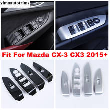 Car Armrest Window Glass Lift Button Panel Cover Trim ABS Carbon Fiber Look / Matte Accessories For Mazda CX-3 CX3 2015 - 2021  2024 - buy cheap