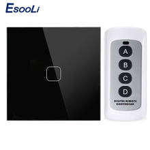 Esooli-interruptor touch de 220v, 1 gang, 1 way, smart home, interruptor de parede, controle remoto sem fio, luz inteligente