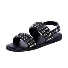 England Style Summer Cow Leather Gladiator Sandals Shoes Men Rivet Open-toed Buckle Strap Sandals Luxury Outdoor Sandals Male 2024 - buy cheap