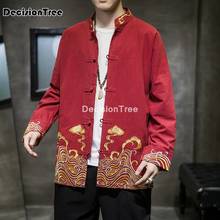 Tops cheongsam para hombre, traje tang, blusa holgada de estilo chino tradicional, uniforme de kung fu, Camiseta de algodón, camisetas de china, abrigo, 2021 2024 - compra barato