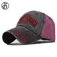 FS  Summer Wine Red New York Hip Hop Baseball Caps For Women Men Distressed Cotton Denim Hat Streetwear Snapback Face Cap Bone 2024 - buy cheap