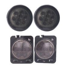 Kit de montagem de faróis dianteiros com led para jeep wrangler jk, lentes de fumaça, 2007, 2008, 2009-2017 2024 - compre barato