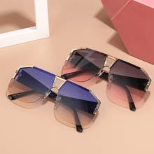 Vintage Fashion Rimless Square Sunglasses Men Women Luxury Brand Designer Travel Driving Oversized Sun Glasses For Male Shades 2024 - buy cheap