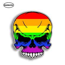 Hotmeini 13cm x 10.9cm arco-íris crânio adesivo de vinil decalque gráfico janela traseira de vidro caminhão do carro veículo automóvel orgulho gay amor 2024 - compre barato