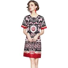 Vestido de verano con estampado de flores para mujer, minivestido Vintage de Jacquard de alta calidad, novedad de 2021 2024 - compra barato