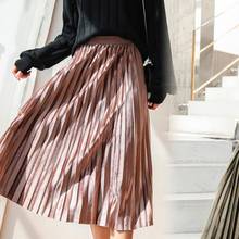 Falda Midi holgadas de cuadros para Mujer, Faldas plisadas de pata de gallo de cintura alta, ropa de oficina elegante 2024 - compra barato