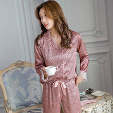 Women Soft Silk-like Long Sleeve Pants Pajamas Pink Leopard Printing Sleepwear Womens Luxury Sexy Clothes Noble Household Suit 2024 - buy cheap