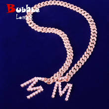Custom name Pink Zircon Tennis Letters With 10MM Cuban Chain Pendants Necklaces Men's Zircon Hip Hop Rock Jewelry 2024 - buy cheap