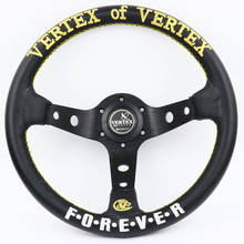 Golden&White Embroidery 13inch Vertex Forever Black Genuine Leather Drift Sport Steering Wheels 2024 - buy cheap