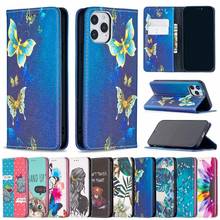 Painted Leather Case For iPhone 12 11 Pro Max XR X XS Max 7 8 Plus SE 2020 Funda Flip Wallet Case Protective Cover 2024 - buy cheap