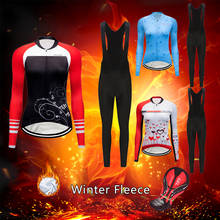 2021 inverno velo térmico roupas de bicicleta estrada das mulheres quente conjunto camisa ciclismo mtb roupa feminina vestido roupas uniforme kit 2024 - compre barato
