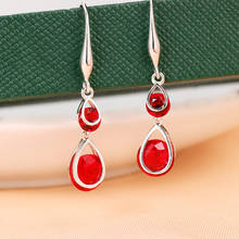 Water Drop Earrings Female Long Earrings with Diamond Ruby Earrings Fashion Net Red Burst Ear Jewelry S925 Sterling Silver Women 2024 - buy cheap