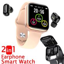 2in1 Earphones Smart Watch Men Bluetooth Heart Rate Blood Pressure Monitor Smartwatch for Android IOS Phones Multiple Language 2024 - buy cheap