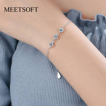 MEETSOFT-Pulseras de cristal de moda para mujer, accesorios de Color plateado, cubo pequeño Simple, regalo de joyería Popular 2024 - compra barato