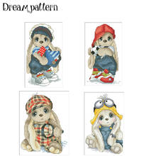 Football rabbit cross stitch package cartoon animal 18ct 14ct 11ct cloth cotton thread embroidery DIY handmade needlework 2024 - buy cheap