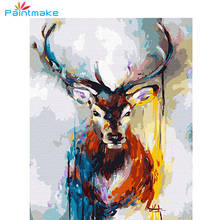 Paintmake animal DIY Painting By Numbers  Drawing Kits Deer Oil hand Painted On Canvas For Home Wall Art Picture 40*50CM 2024 - buy cheap