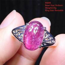 Natural Red Pink Tourmaline Crystal Ring Clear Oval Bead Adjustable Ring Tourmaline Woman 925 Sterling Silver Ring AAAAA 2024 - buy cheap