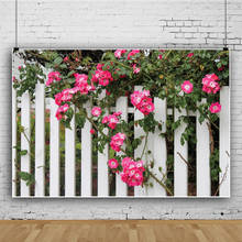 White Fence Red Flower Garden Scenery Portrait Photography Backdrop Decor Friends Photo Background Studio Photocall Props 2024 - buy cheap