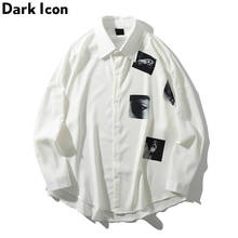 Dark Icon-camisas de gran tamaño con cuello vuelto para hombre, camisas de manga larga con estampado de moda urbana, ropa de calle 2024 - compra barato