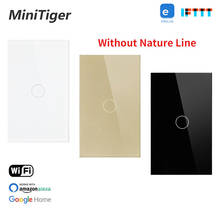 Minitiger-Interruptor táctil de pared para teléfono móvil, pulsador de luz inteligente con WIFI, Control por aplicación Ewelink, 1 Banda, estándar de EE. UU. 2024 - compra barato