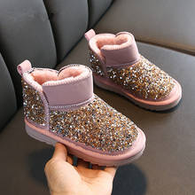 Botas de nieve para niñas, zapatos de invierno, botas de algodón cálidas de terciopelo, de Princesa con lentejuelas, 2020 2024 - compra barato