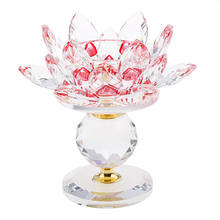 Candelabro de flor de loto de cristal, decoración Feng Shui para mesa del hogar 2024 - compra barato