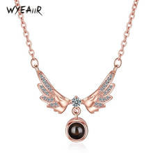 WYEAIIR 100 Languages I Love You Visible 925 Sterling Silver Wing Female Necklace 2024 - buy cheap