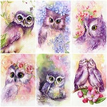 HUACAN Full Square Diamond Painting Animal Owl Mosaic Rhinestone Cross Stitch Cartoon Mosaic Diamond Home Decoration 2024 - buy cheap