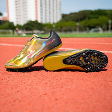 Tênis de corrida masculino, sapatos de casal para trilha e campo com espinho dourado, leve, primavera, para homens 2024 - compre barato