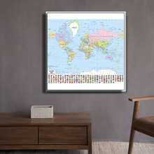 Large Mercator Projection World Map Wall Sticker 90x90cm Non-woven Inkjet World Map with National Flags Office & School Supplies 2024 - buy cheap